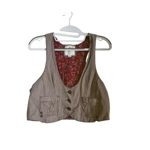 Heritage 1981 Burgundy Floral Vest with Blue Highlights Size M